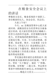 在粮食安全会议上的讲话