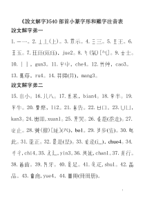 说文解字540部首表