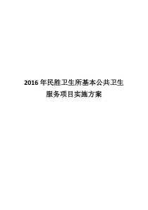 2016年民胜卫生所基本公共卫生服务项目实施方案