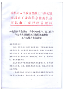 江西省融资性担保机构规范整顿工作实施方案的通知