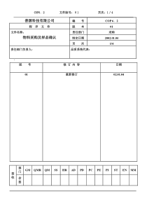 质量体系编写表格Cop6-2