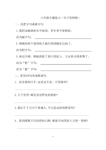 六年级专题训练(句子转换)