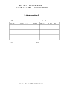质量体系表格-ISO质量体系表格大全产品检验入库通知单