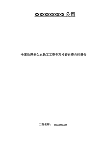 治理拖欠民工工资自查报告
