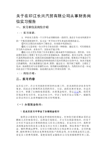 长兴汽贸有限公司从事财务岗位实习报告