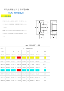 实用开关电源磁芯尺寸功率等参数