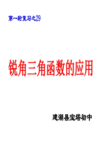 九年级数学中考复习29.锐角三角函数的应用