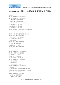 2013-2018年中国TPU市场竞争及投资策略研究报告