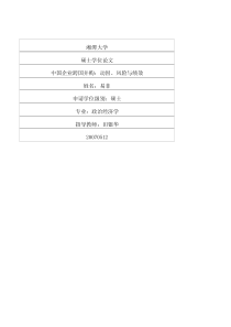 中国企业跨国并购动因、风险与绩效