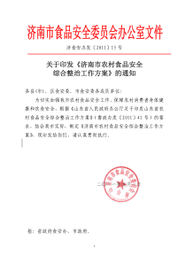 关于印发《济南市农村食品安全综合整治工作方案》的通知