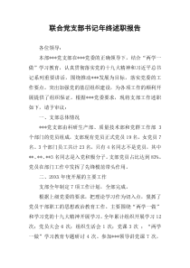 联合党支部书记年终述职报告