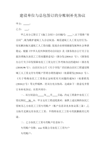 建设单位与总包签订的分账制补充协议)