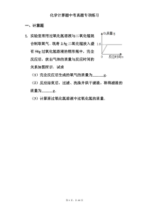九年级化学计算题中考真题专项练习