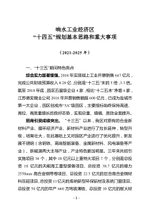 关于园区“十四五”规划基本思路和重大事项的报告
