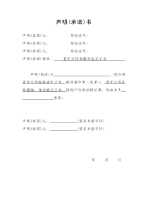 成都市老年父母原籍身边无子女的书面承诺书模板