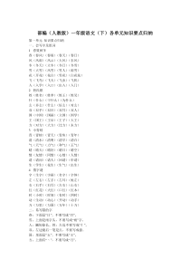 部编版2018小学一年级语文下册1-8单元知识点归纳