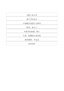 声强探头的设计与研究