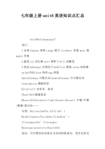 七年级上册unit6英语知识点汇总