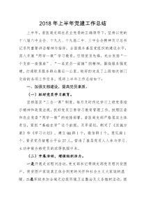 2018年上半年党建工作总结