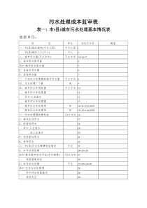 污水处理成本监审表