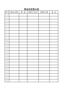 物品发放登记表