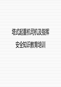 塔式起重机司机及指挥安全知识教育培训