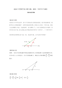 2020中考数学复习微专题：最值(“胡不归”问题)