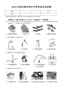 2019年哈尔滨市中考化学试题