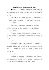 如何种植好芋头？这些管理技巧需掌握!.doc