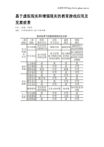 基于虚拟现实和增强现实的教育游戏应用及发展前景