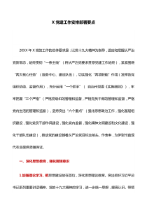 工作部署：X党建工作安排部署要点