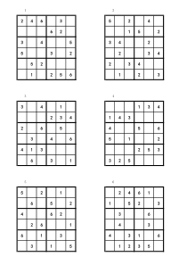 1六宫格数独题目