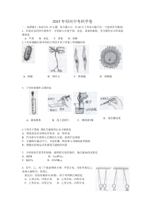 浙江省绍兴市2015年中考科学试题(WORD版-含答案)