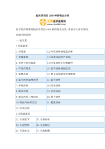 临床常用的1000种药物及分类