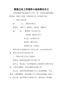 爱国卫生工作领导小组和责任分工