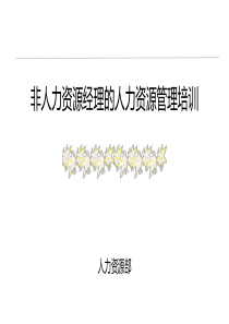 非人力资源经理的人力资源管理培训