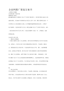 企业网推广策划方案书