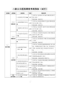 二级公立医院绩效考核指标(试行)