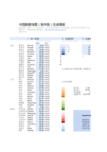 中国数据地图-到市级-分档填色