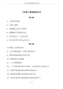 八年级下册物理知识点归纳