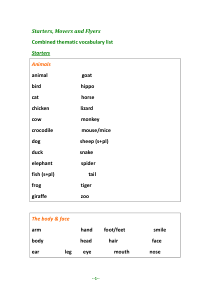 剑桥少儿英语一级到三级词汇总表