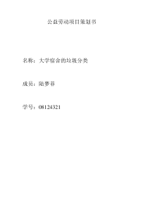 公益劳动项目策划书