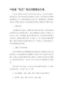 街道“创卫”突出问题整改方案