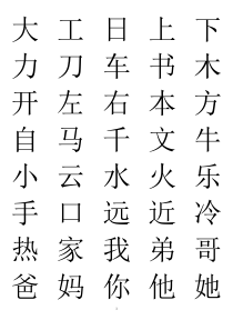 学前班识字表(儿童常见字)