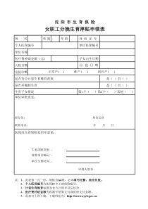 女职工分娩生育津贴申领表
