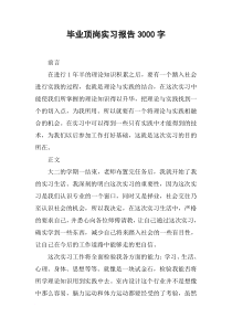 毕业顶岗实习报告3000字