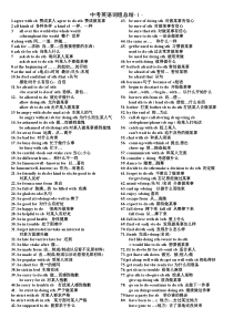 中考英语固定搭配+短语