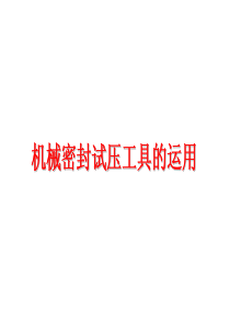 机械密封试压工具的应用