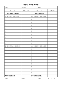 银行存款余额调节表模板