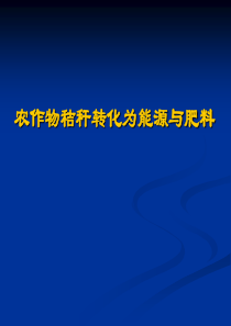 农作物秸秆转换为能量与肥料